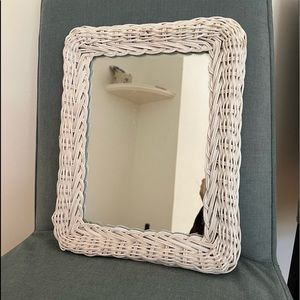 Vintage white wicker mirror